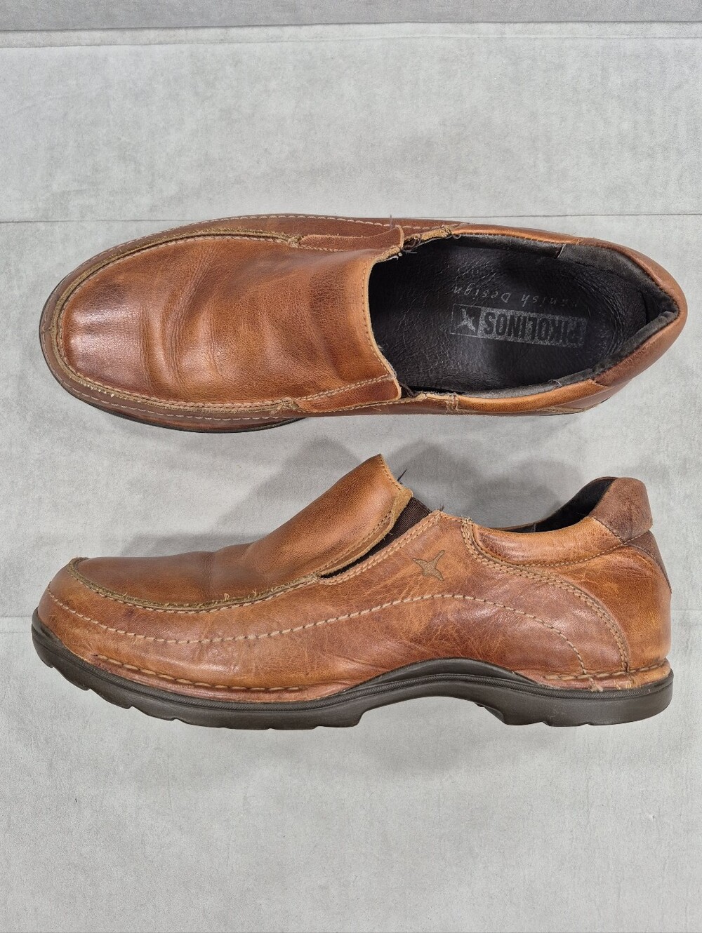 Pikolinos loafers men's 43 US 9.5 brown leather slip on casual